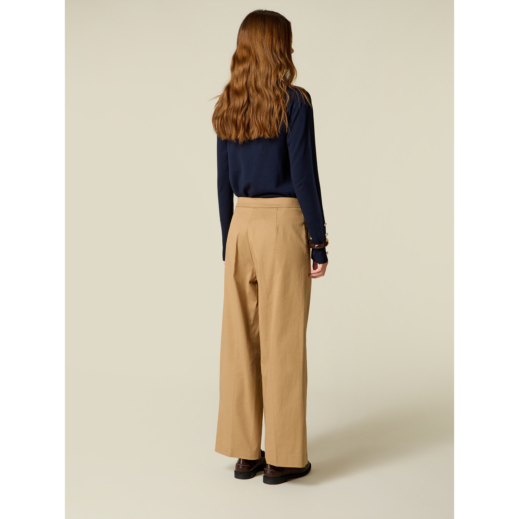 Oltre - Pantalones cropped mezcla de lyocell - Beige