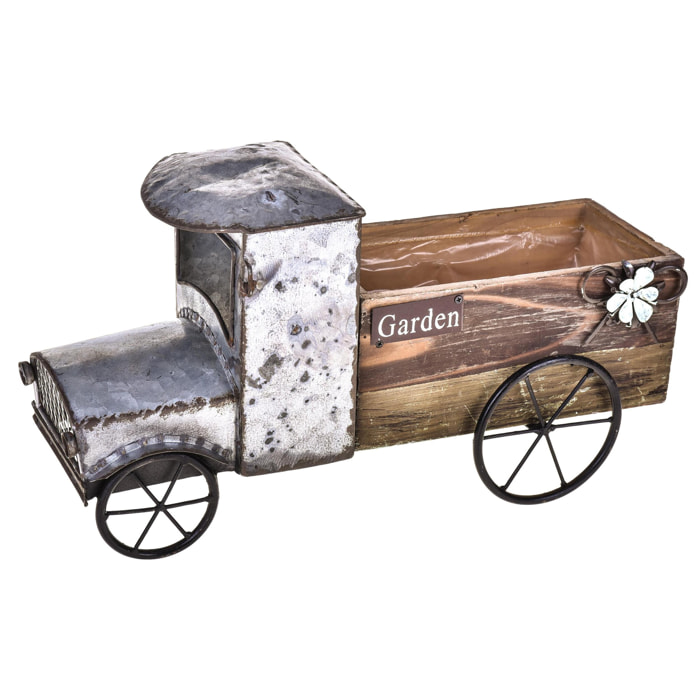 Camioncino Contenitore In Legno. Larghezza 40 Cm - Pezzi 1 - 40X21X13cm - Colore: Marrone - Bianchi Dino - Decori Casa E Complementi