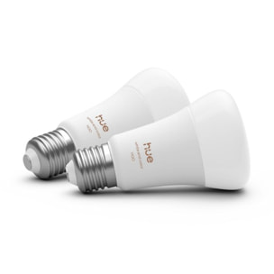 Ampoule LED connectée PHILIPS HUE W&C E27 75W x2