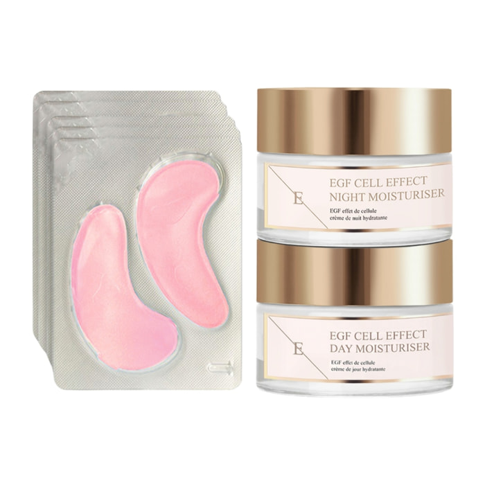 Crema hidratante de día EGF Cell Effect + Crema hidratante de noche EGF Cell Effect + Almohadillas para ojos Rose Blossom