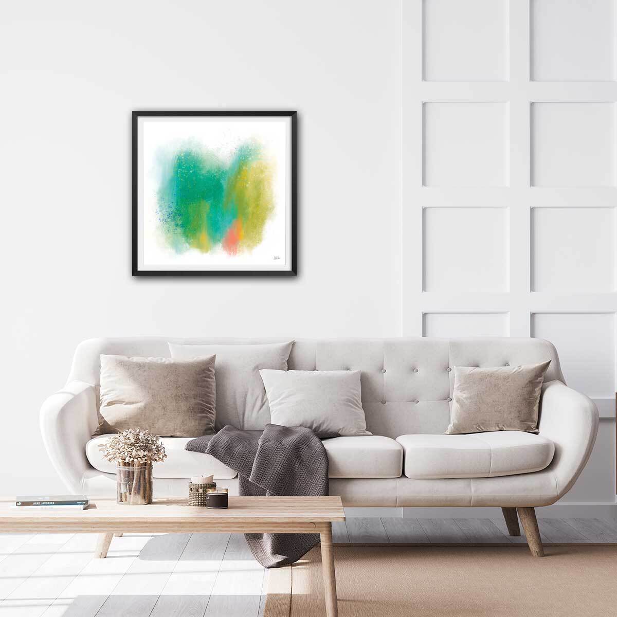 Poster happy green Affiche + cadre en bois - Noir