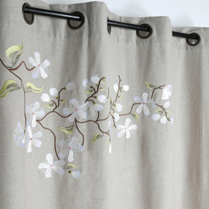 Rideau imprimé floral arbre printanier - Naturel