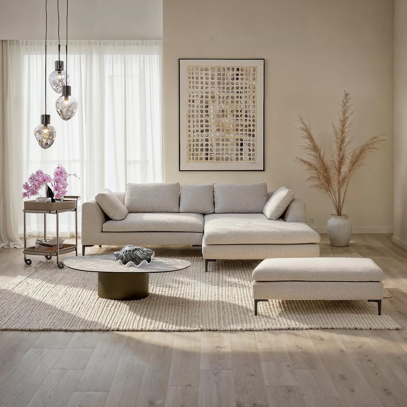 Canapé d'angle Gianna 290cm crème Kare Design