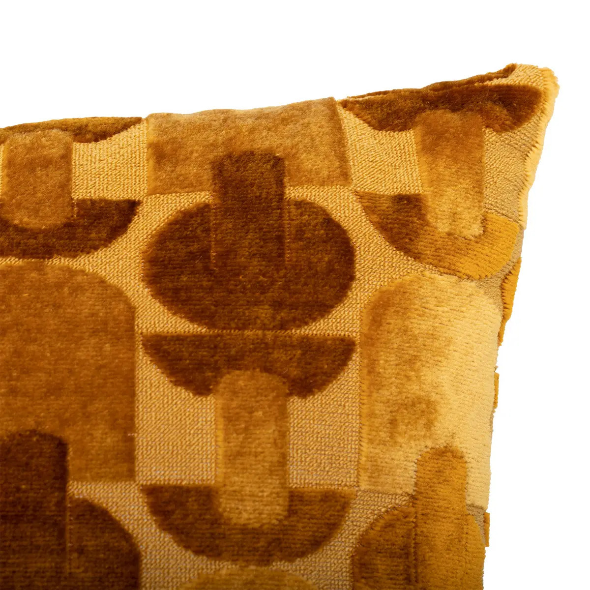 Coussin "Luna" jacquard velours ocre 30x50cm