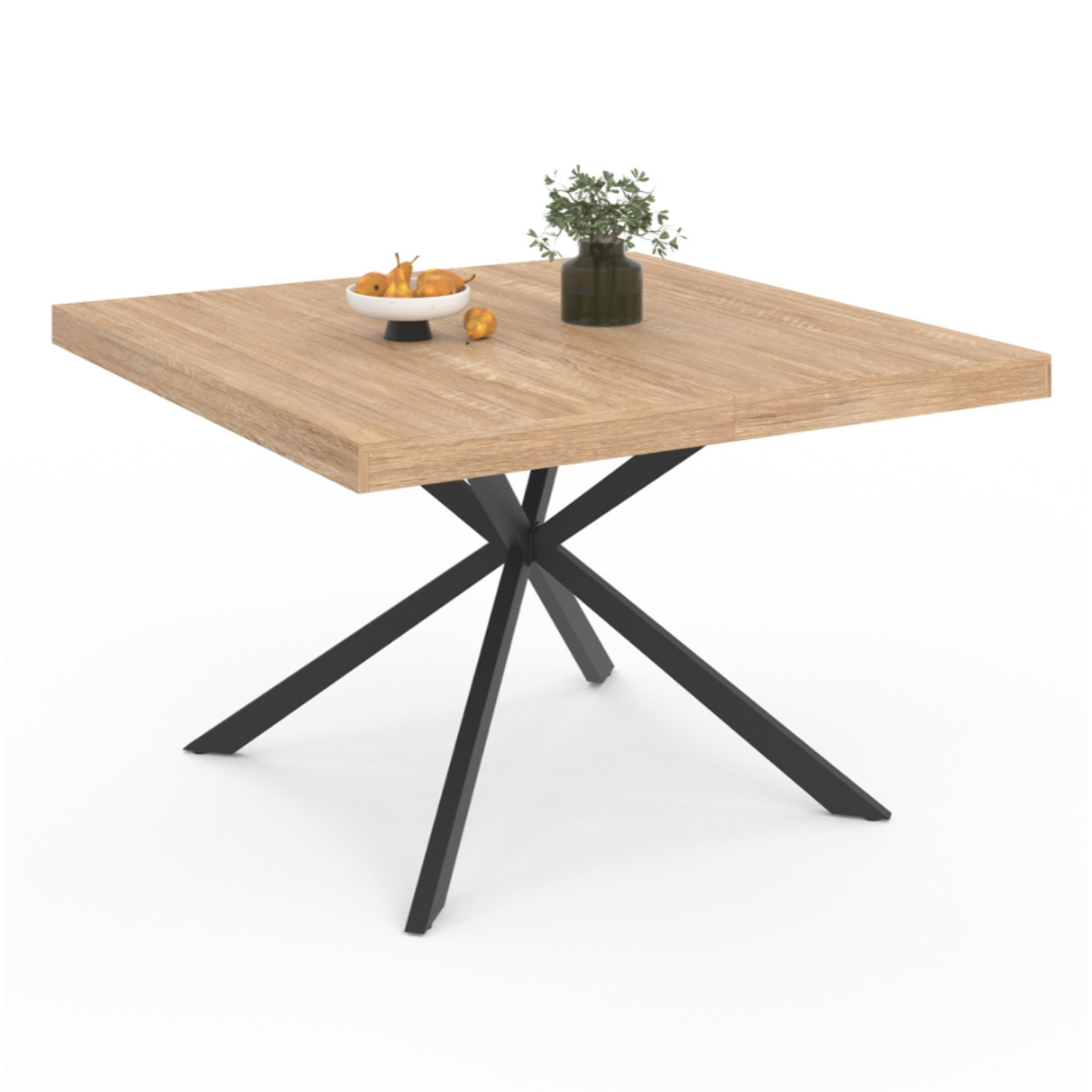 Table à manger carrée Soline bois et noir 120cm