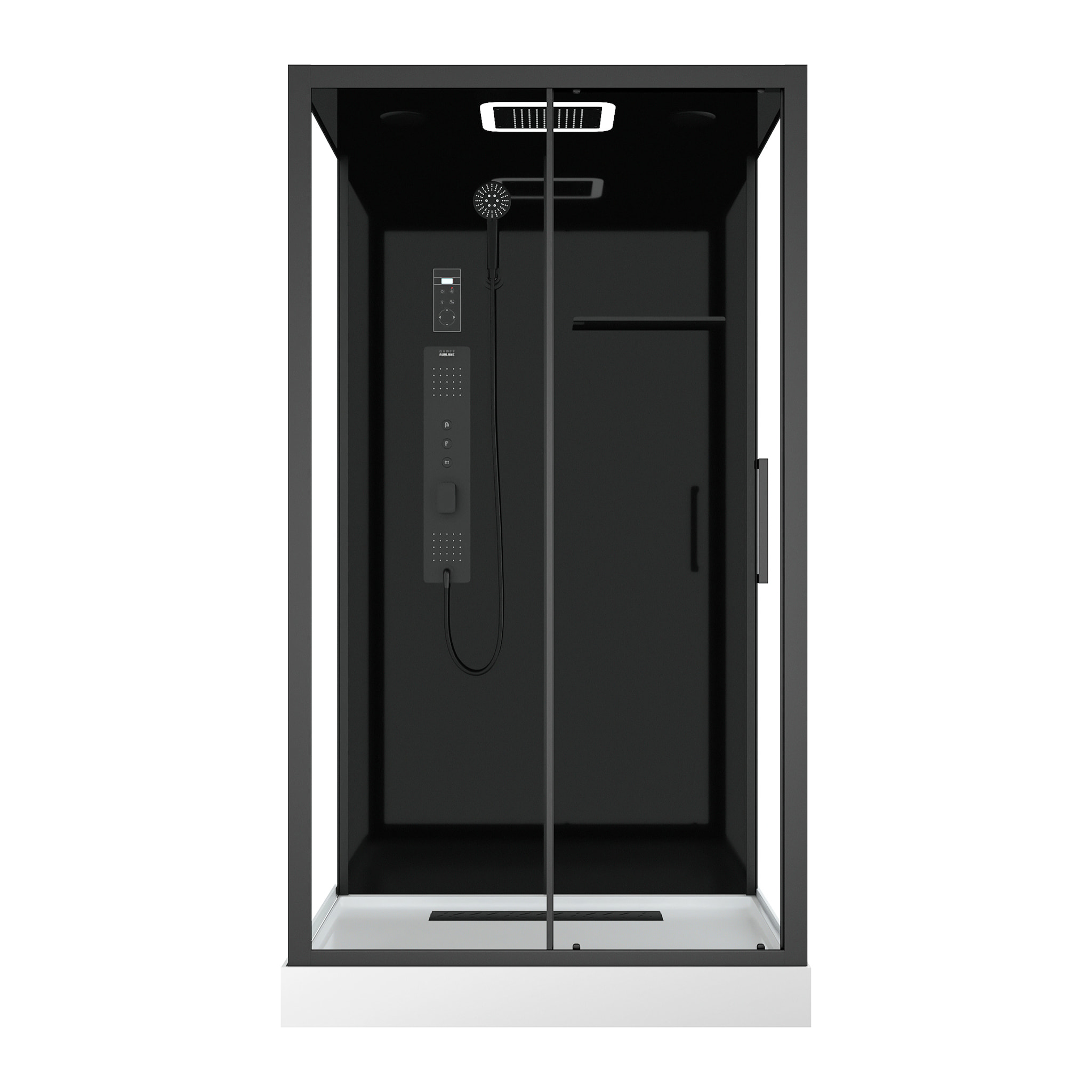 Cabine de douche Hydromassante 115x90x218 cm - Porte coulissante - Fonds & Profilés Noir Mat