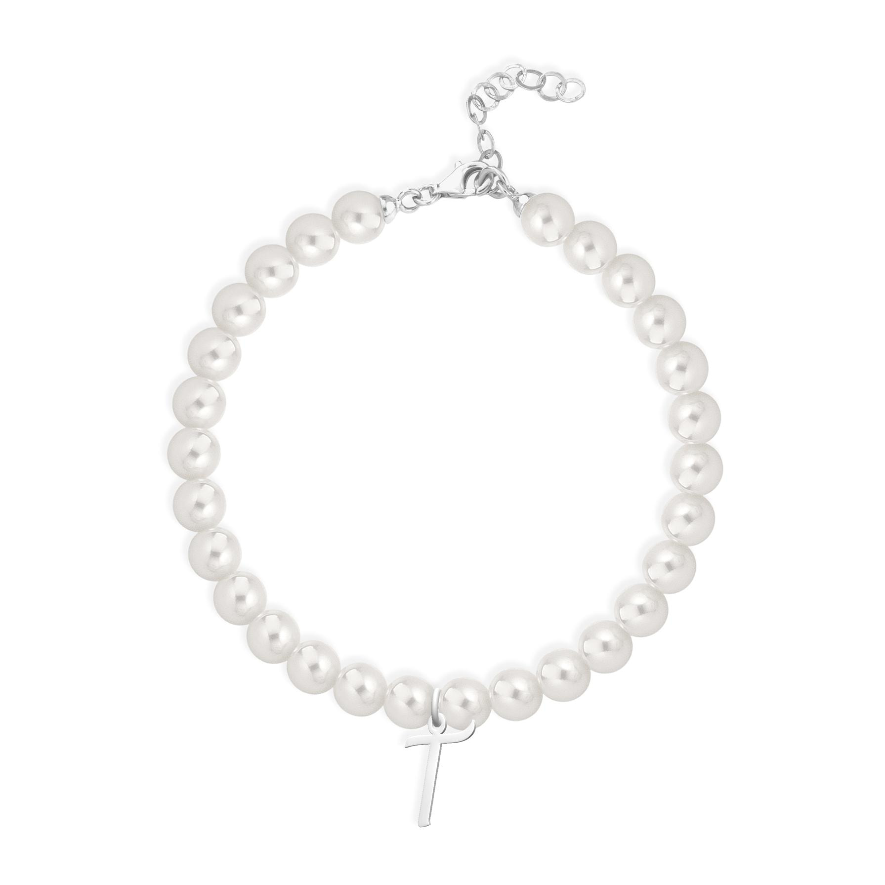 Bracciale Fujiko con Pendente Lettera T Perle Argento