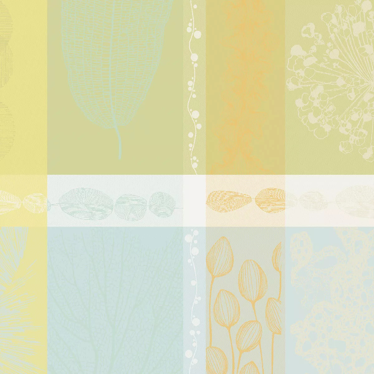 Serviette pur coton 220 g/m² motif jacquard jaune vert Mille lieues aube