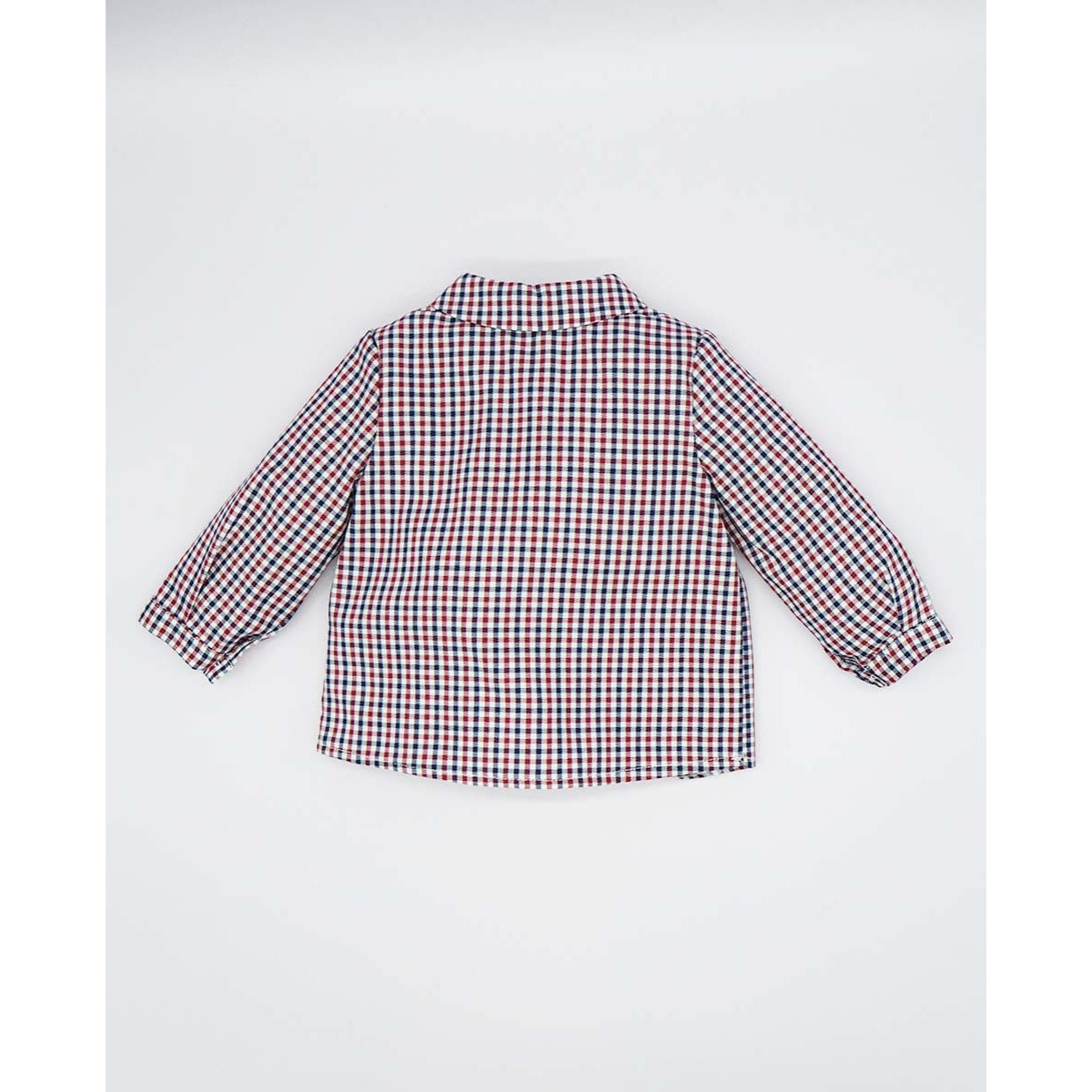 CAMISA CUELLO PICO CUADROS ROJO Y AZUL