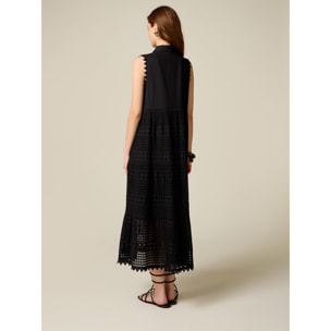 Oltre - Vestido camisero largo de encaje - Negro