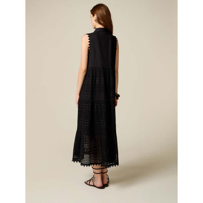 Oltre - Vestido camisero largo de encaje - Negro