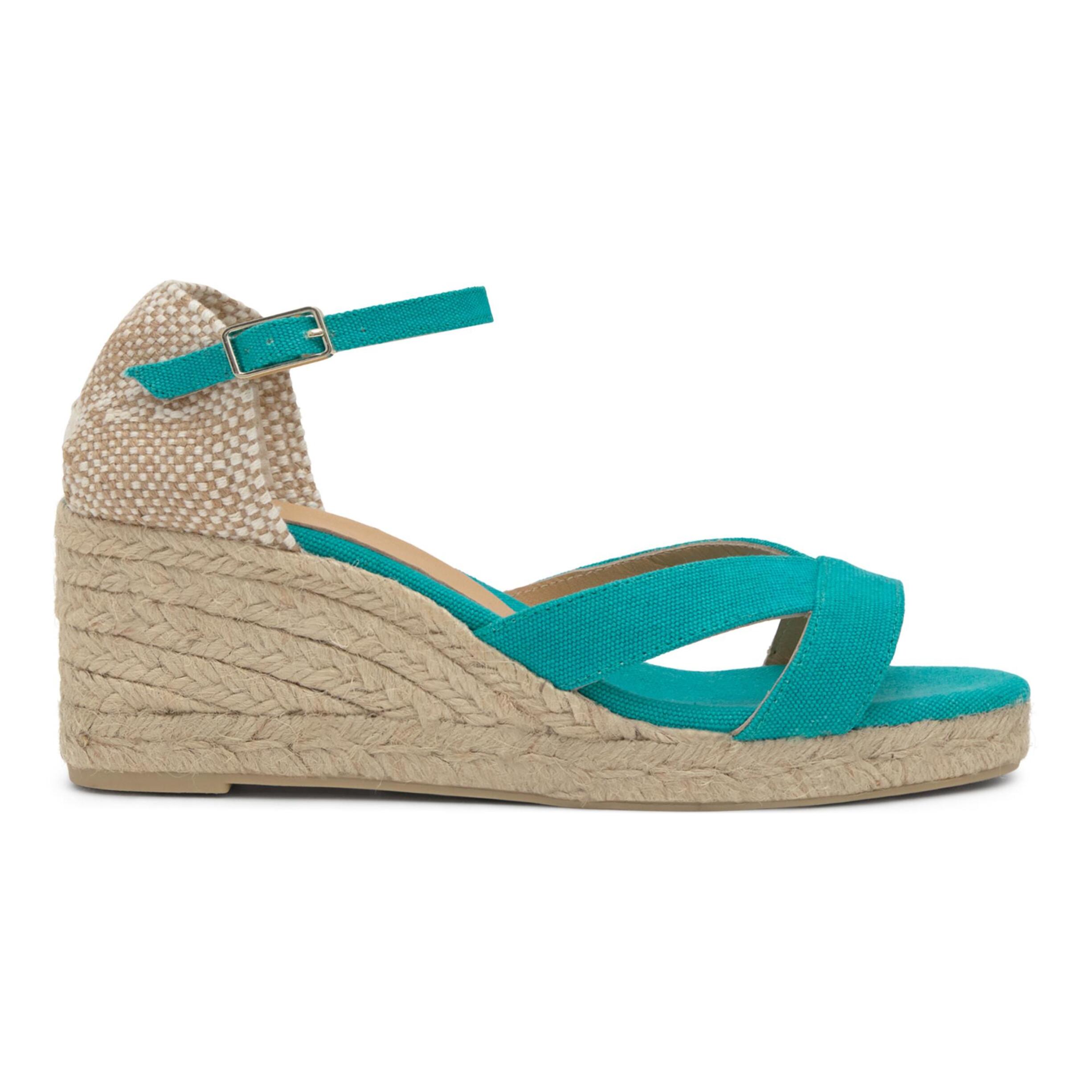 Sandalia de cuña Bruna en algodón orgánico lavado con cierre de pulsera