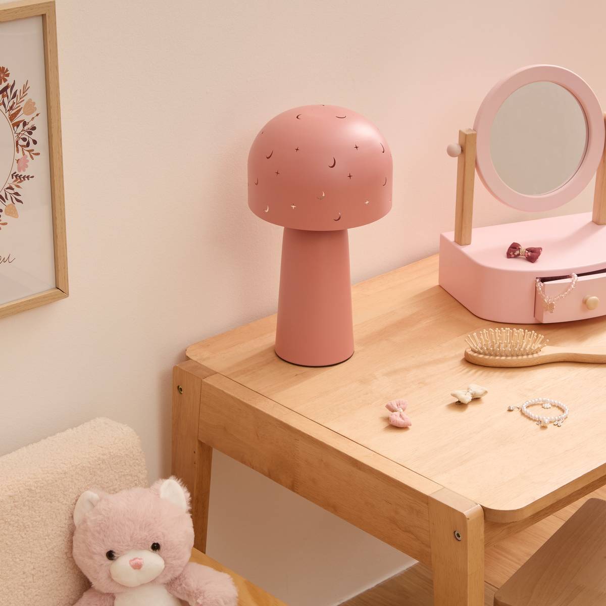 Lampe droite champignon Starry H.27cm rose