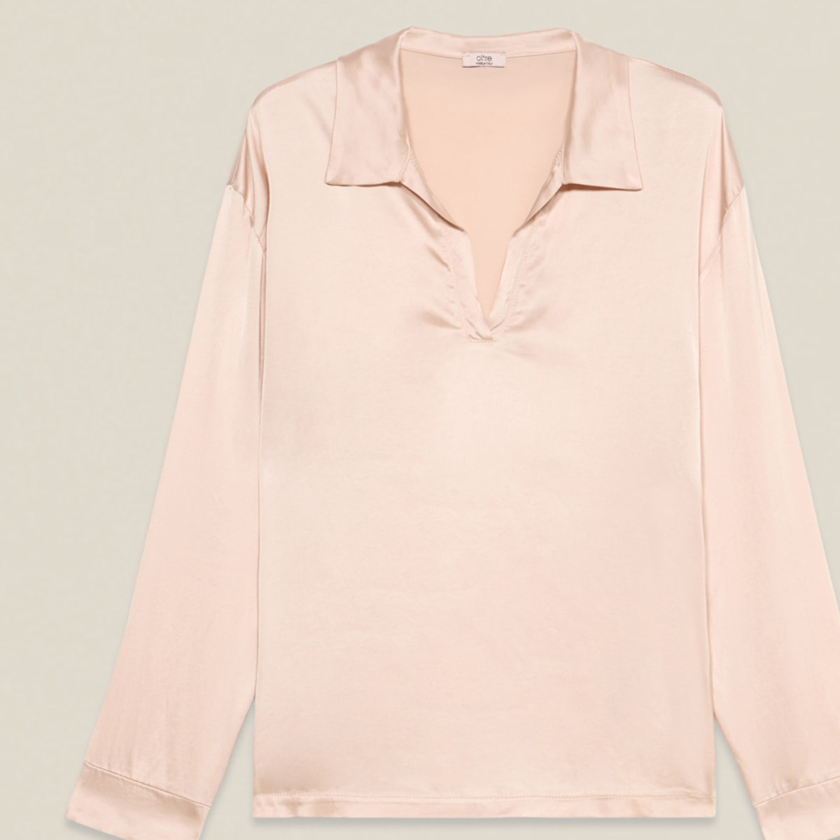 Oltre - Blusa in raso con scollatura a V - Rosa