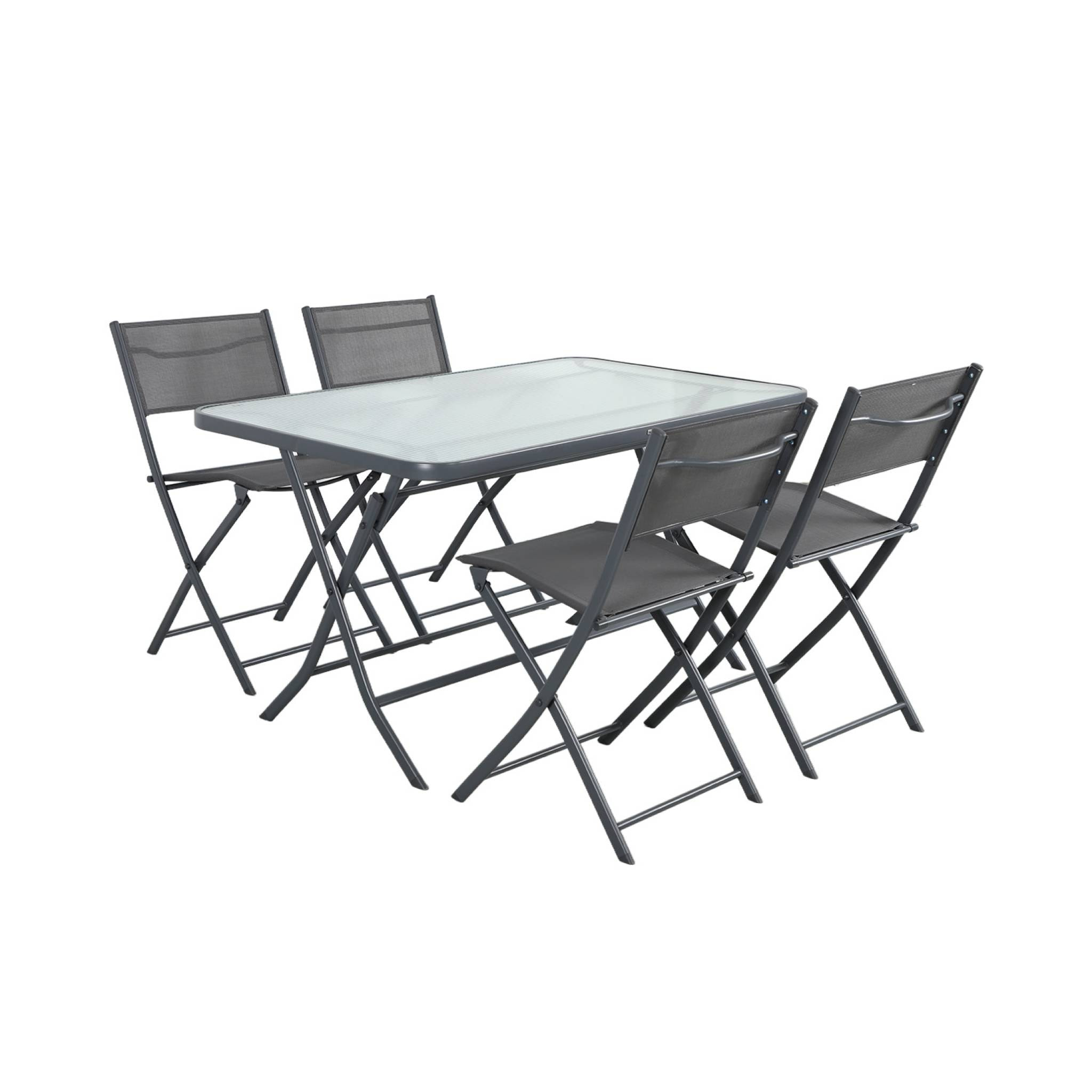 Table de jardin pliante acier + 4 assises ANCONA