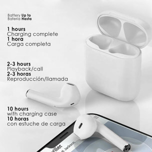 Auriculares DAM D120 TWS Bluetooth 5.0 táctiles con base de carga y sincronización automática con ventana emergente