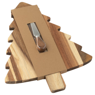 J-Line planche à fromage + couteau Sapin de Noël - bois - naturel