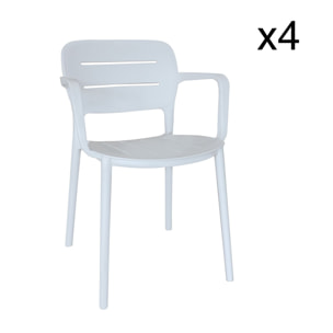 Lot de 4 fauteuils de table blanc en polypropylène SUNSET