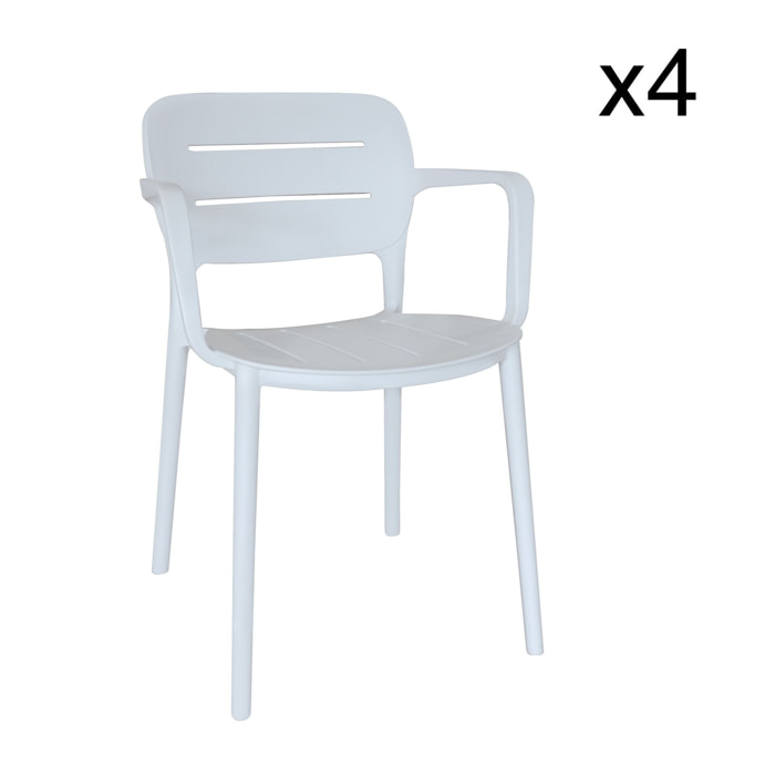 Lot de 4 fauteuils de table blanc en polypropylène SUNSET