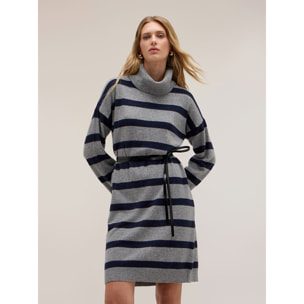 Motivi - Vestito over in maglia a righe - Blu