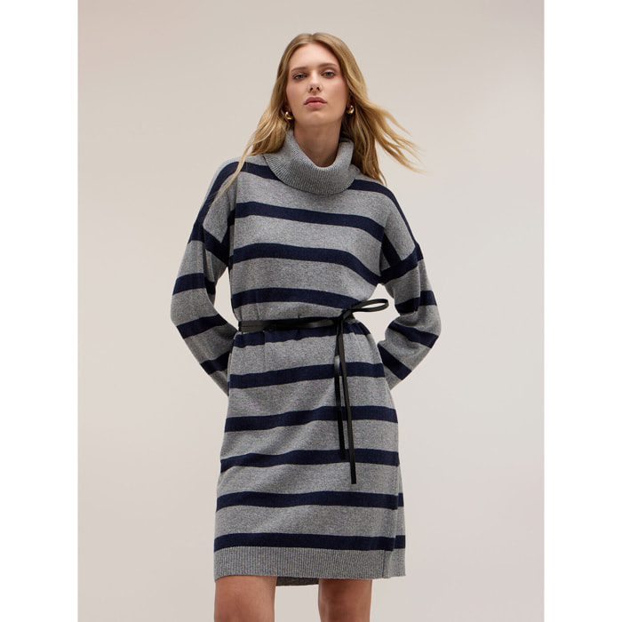 Motivi - Vestito over in maglia a righe - Blu