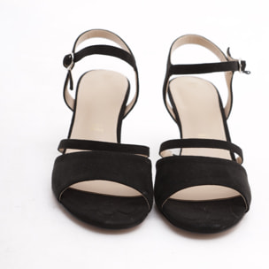 SANDALO DOPPIA FASCIA CON TACCO CHOCOLA' NERO