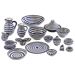 J-Line cendrier Granada Stripes - céramique - blanc/bleu - large