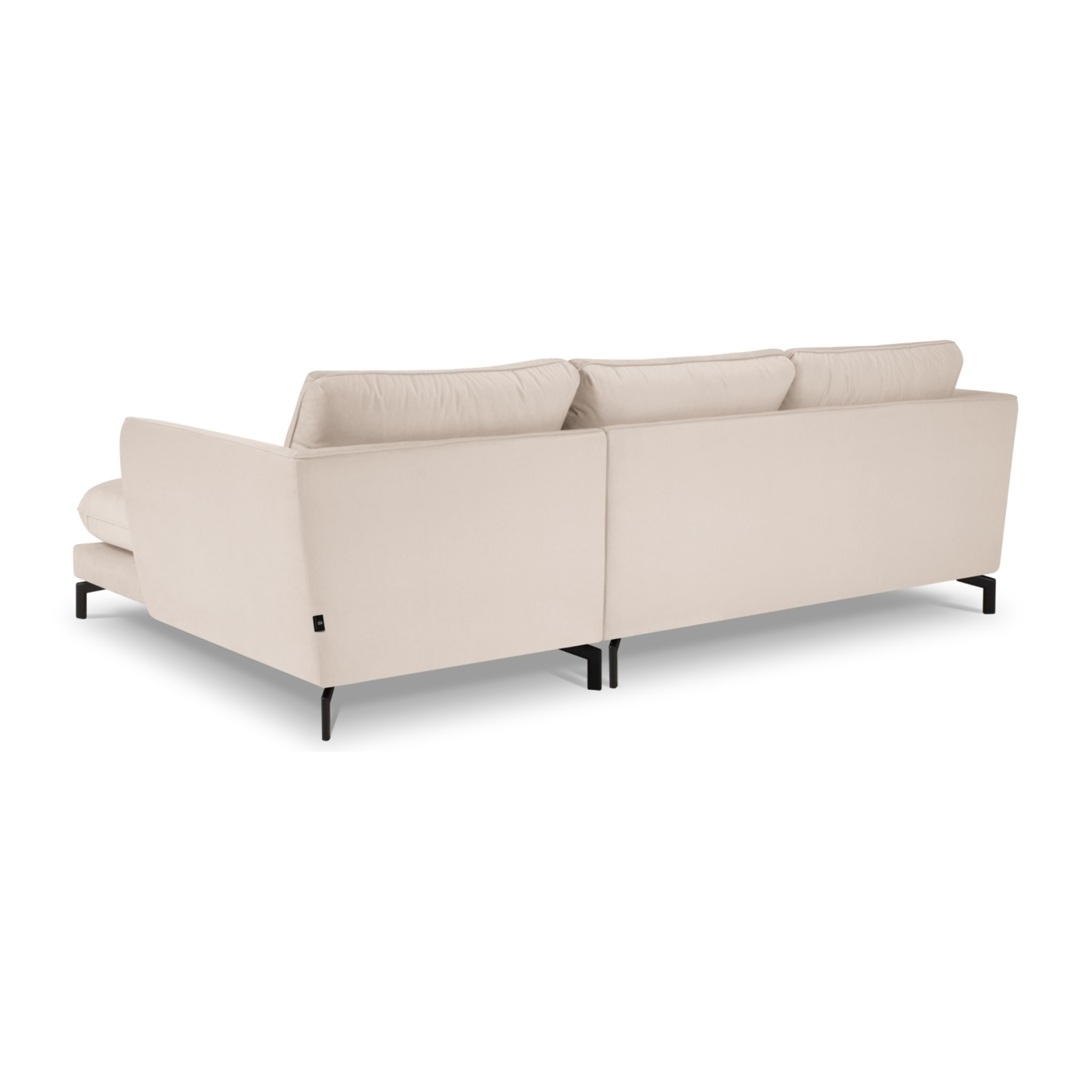 Canapé d'angle droit "Podium" 5 places en velours beige