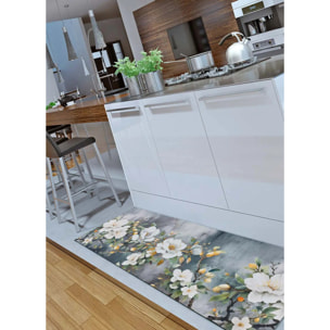 RICCI Alfombra lavable de cocina diseño floral multicolor, varias medidas disponibles.