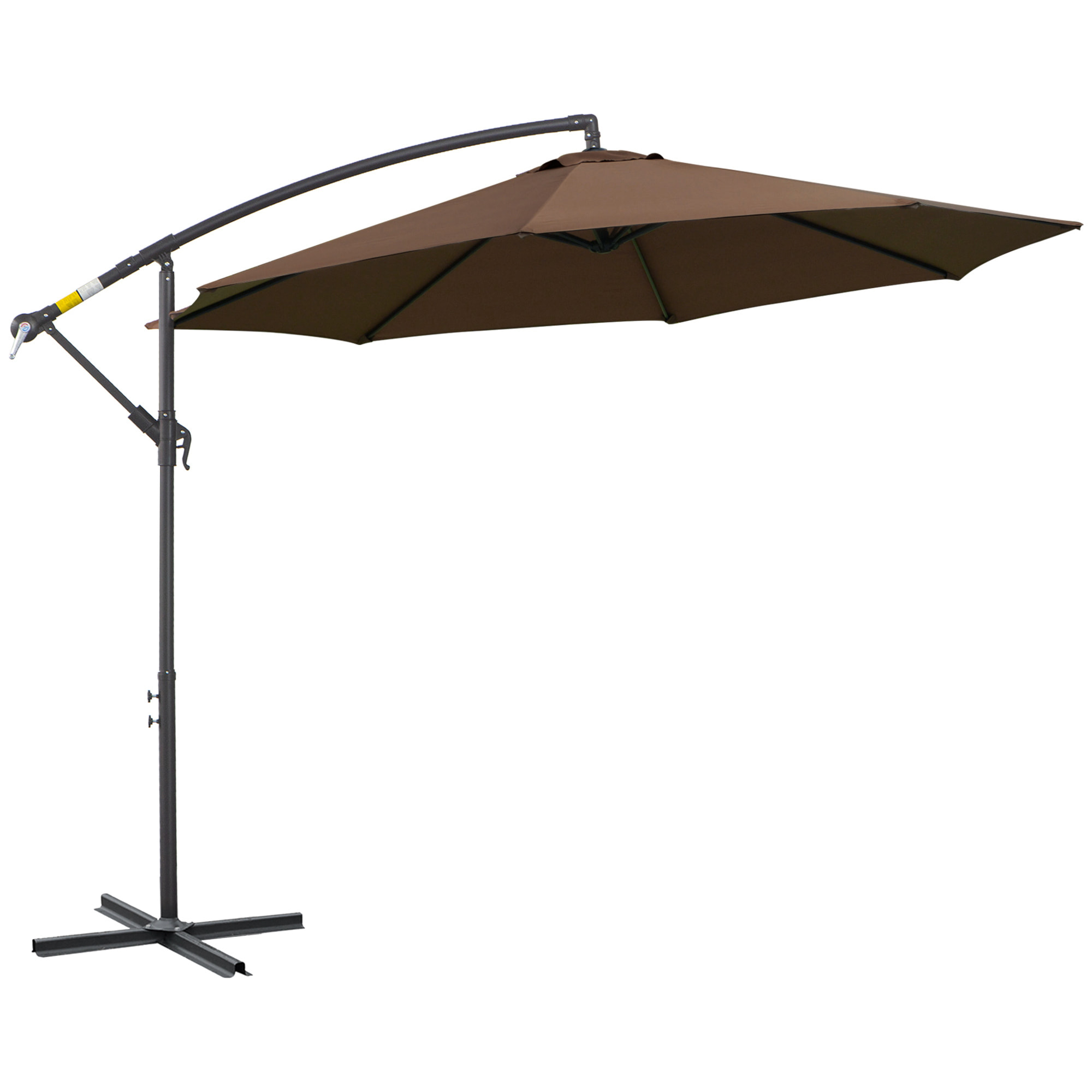 Parasol Excéntrico Ø 295 cm Sombrilla de Jardín con Ángulo Ajustable Base Cruzada y Manivela Sombrilla para Terraza Patio Café