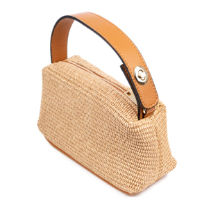 Baselice Bolso de mano Mujer. Fabricado en paja y piel auténtica Dollaro.