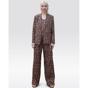 Blazer fluido e dritto con stampa animalier