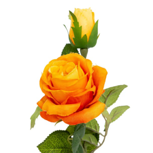Tige de roses artificielles orange H48cm
