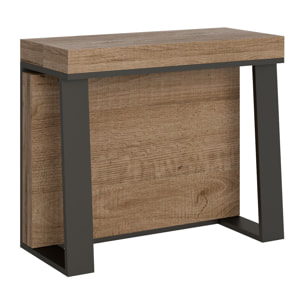 Console extensible 90x40/288 cm Asia Chêne Nature rallonges internes cadre Anthracite