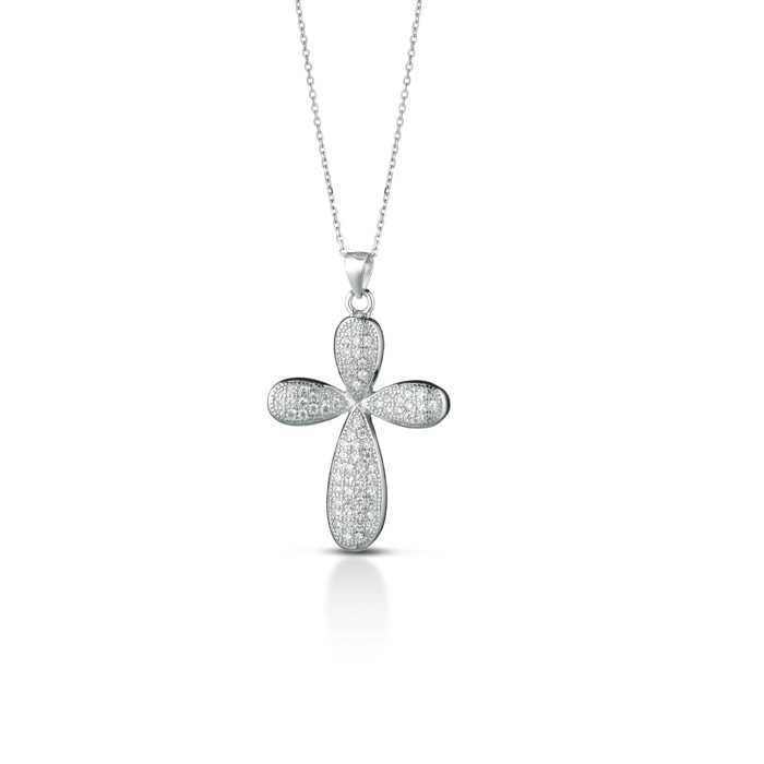 Collana Hiriwa 925 Croce Argento Pietre Bianche