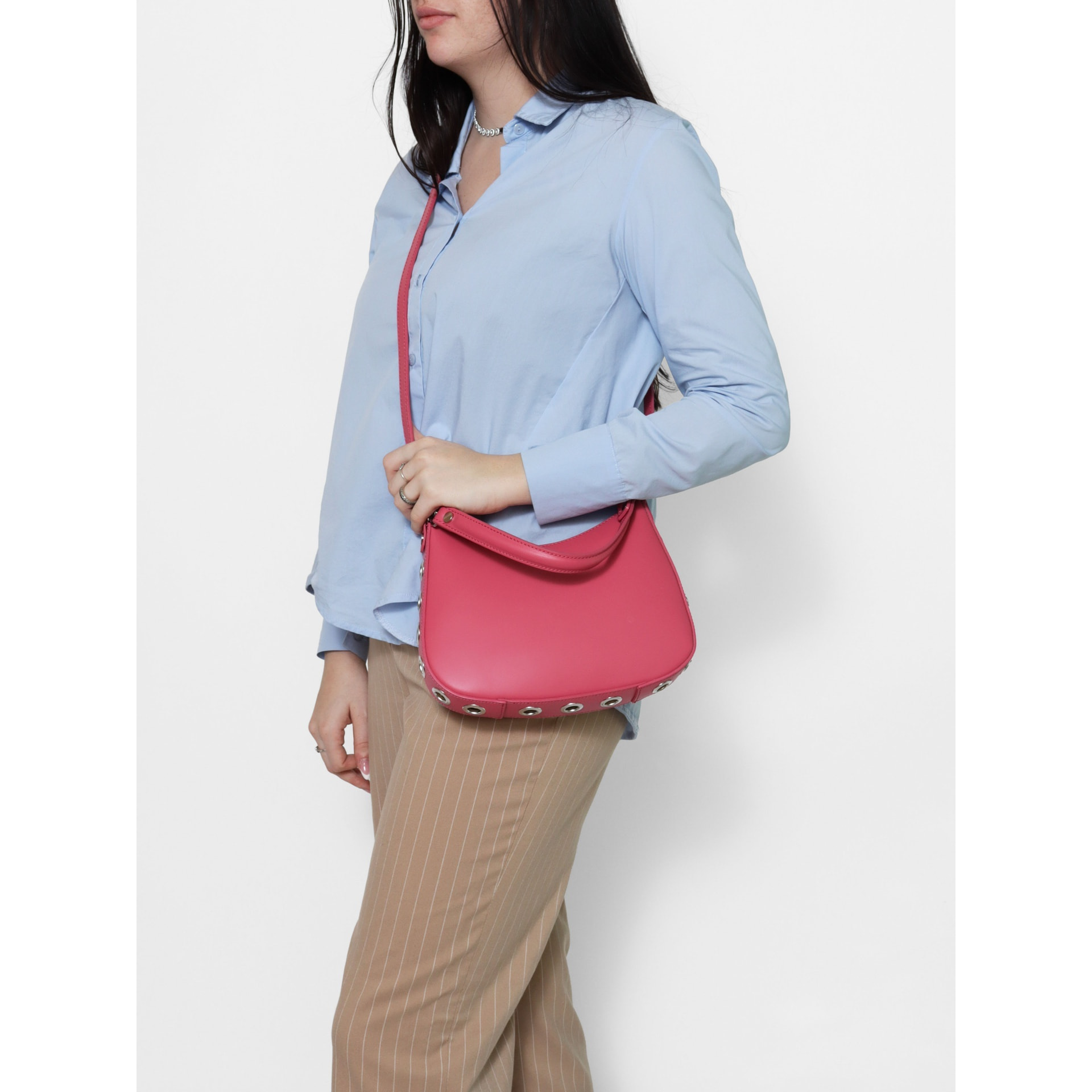 Borsa a spalla da donna - Modello False - 100% pelle ruga - 26.0 x 18.0 x 4.0 cm