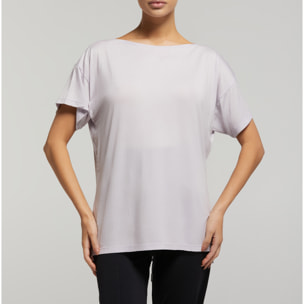 Maglia manica corta scollo barchetta in viscosa sostenibile vestibilità over