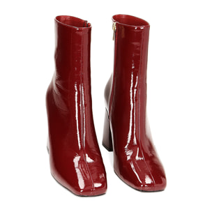 Botines naplak burdeos, tacón de 9 cm