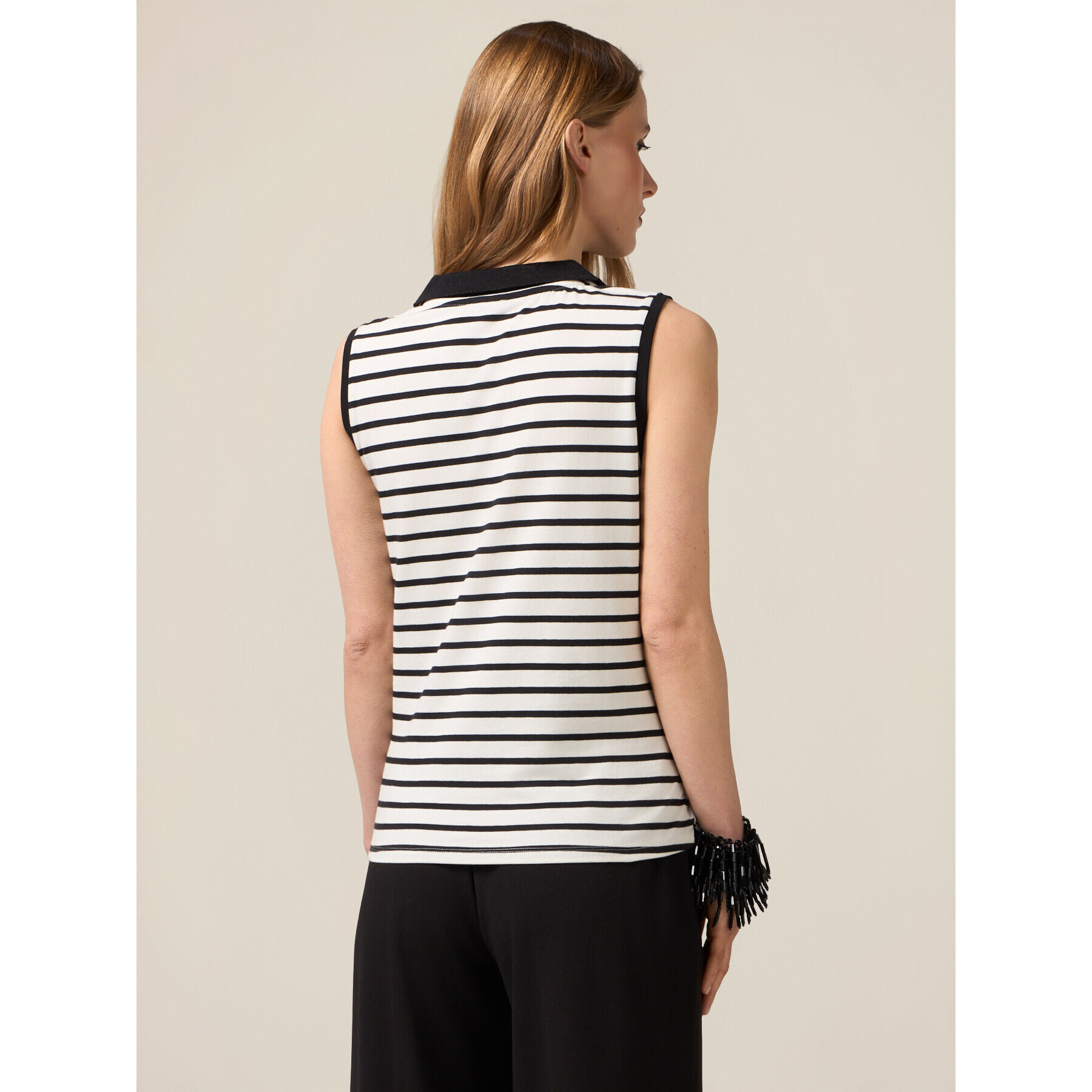 Oltre - Top polo a righe - Bianco