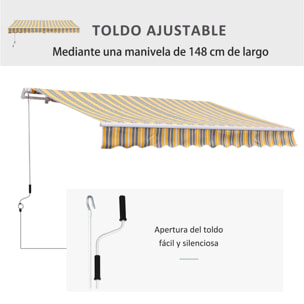 Toldo Manual de Aluminio Acero Poliéster 3.5x2.5m Amarillo