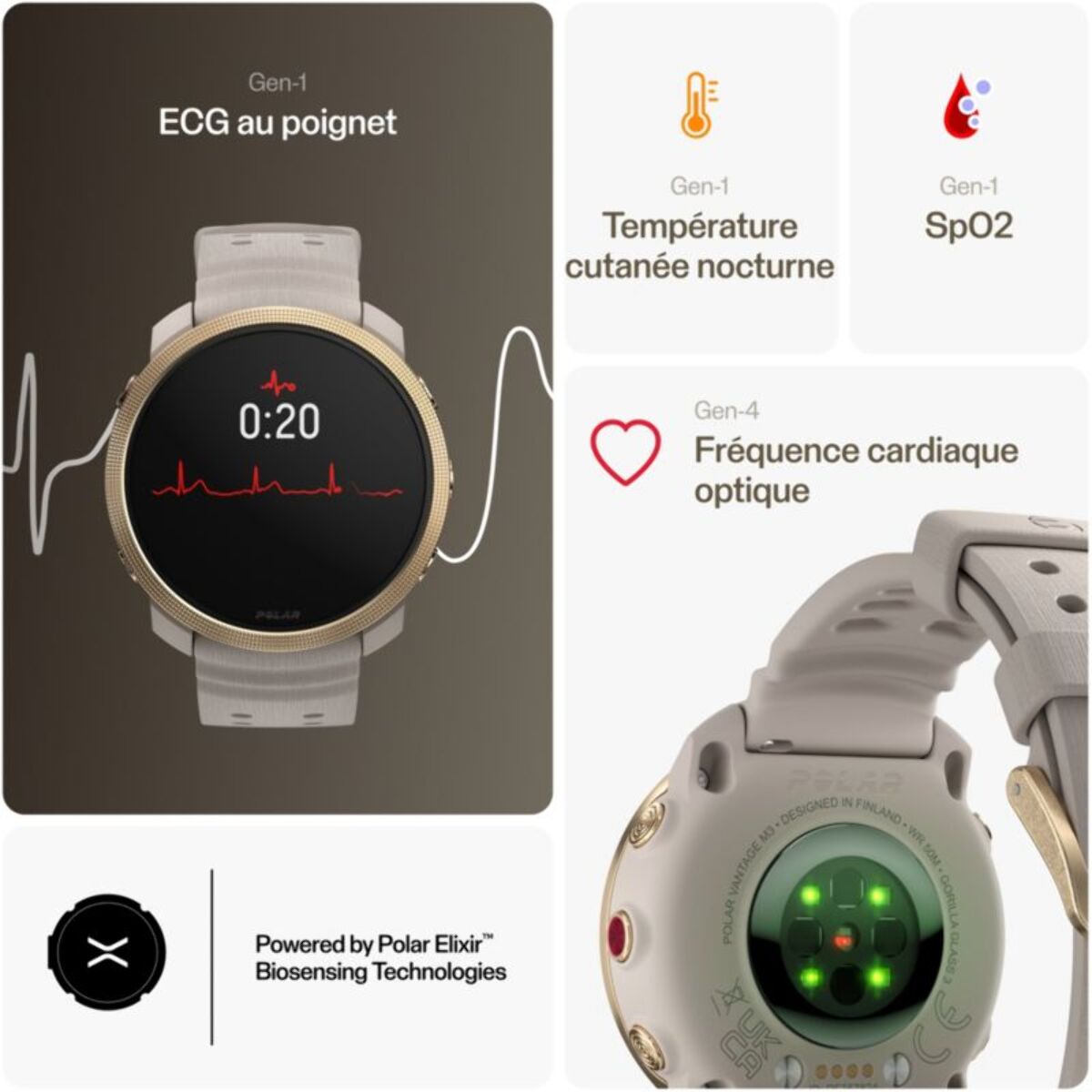 Montre sport POLAR Vantage M3 Biege Or S-L