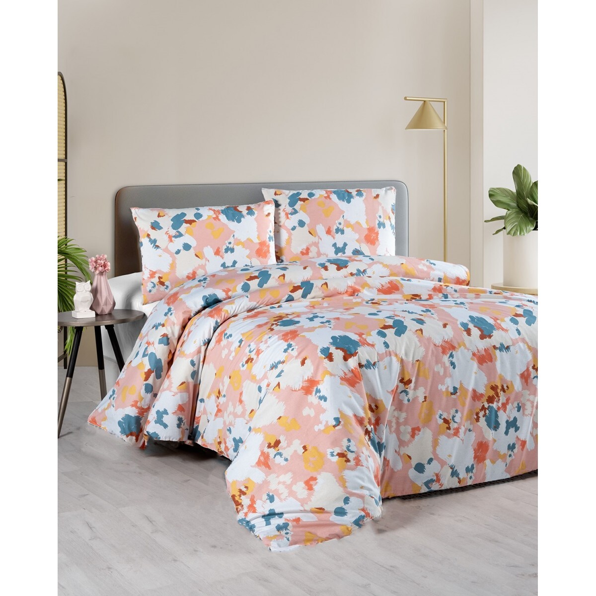 Housse de couette + taie(s) oreiller "Eclat" 100% coton imprimé.