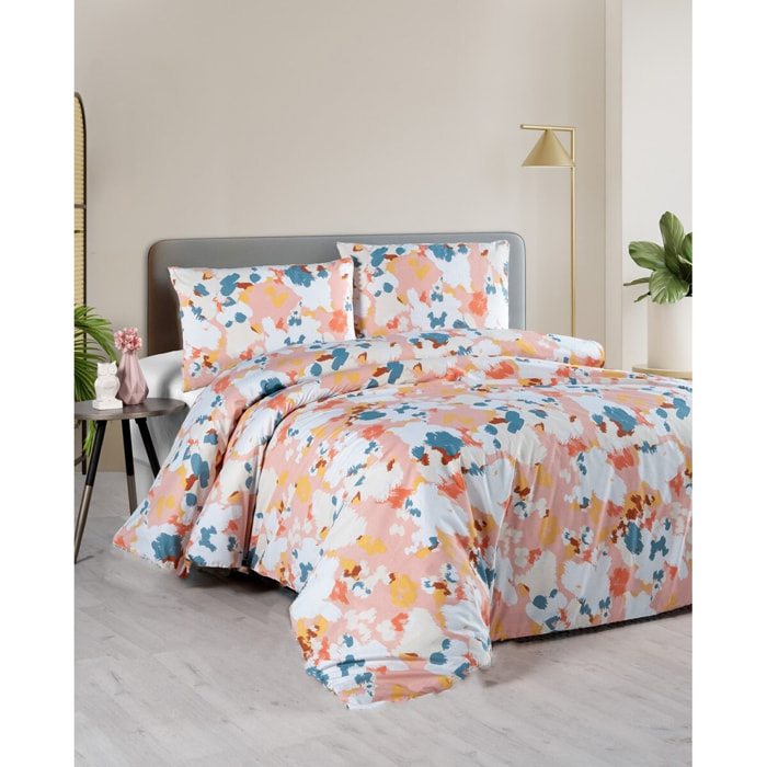 Housse de couette + taie(s) oreiller "Eclat" 100% coton imprimé.
