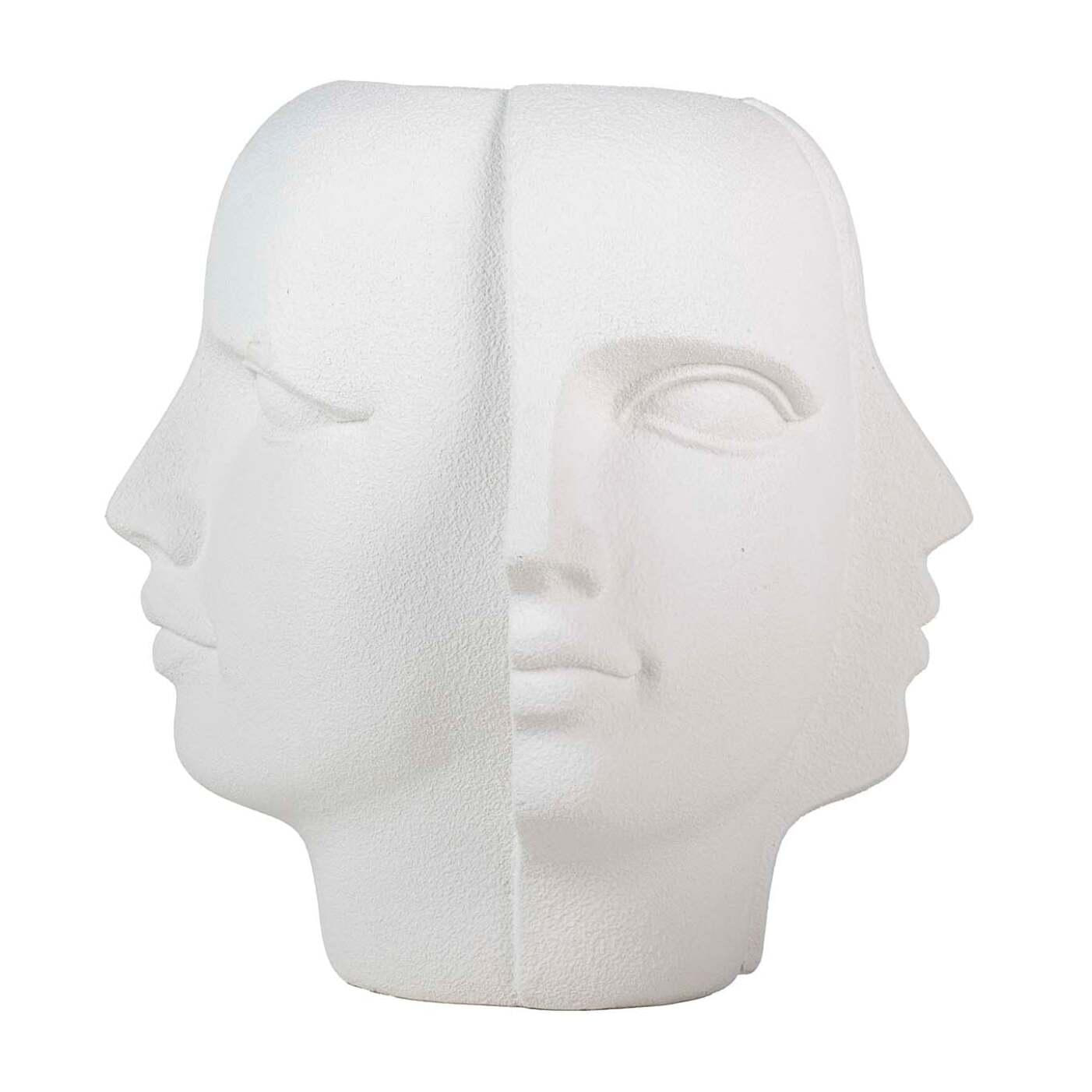 Macetero Caras Poliresina Blanco 68x68x69 Cm