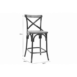 Tabouret de bar industriel en bois et métal vieilli noir 65 cm JAKE