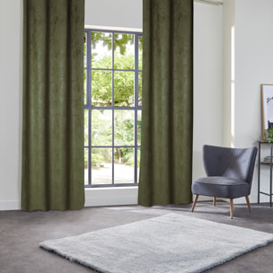 Rideau occultant effet velours "Fujo" vert kaki 135x260cm