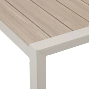 Table de jardin "Évasion" effet bois lin & argile 4 places lates en aluminium