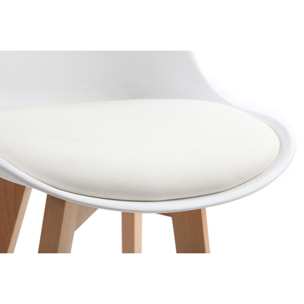 Tabourets de bar design blanc et bois H65.5 cm (lot de 2) PAULINE