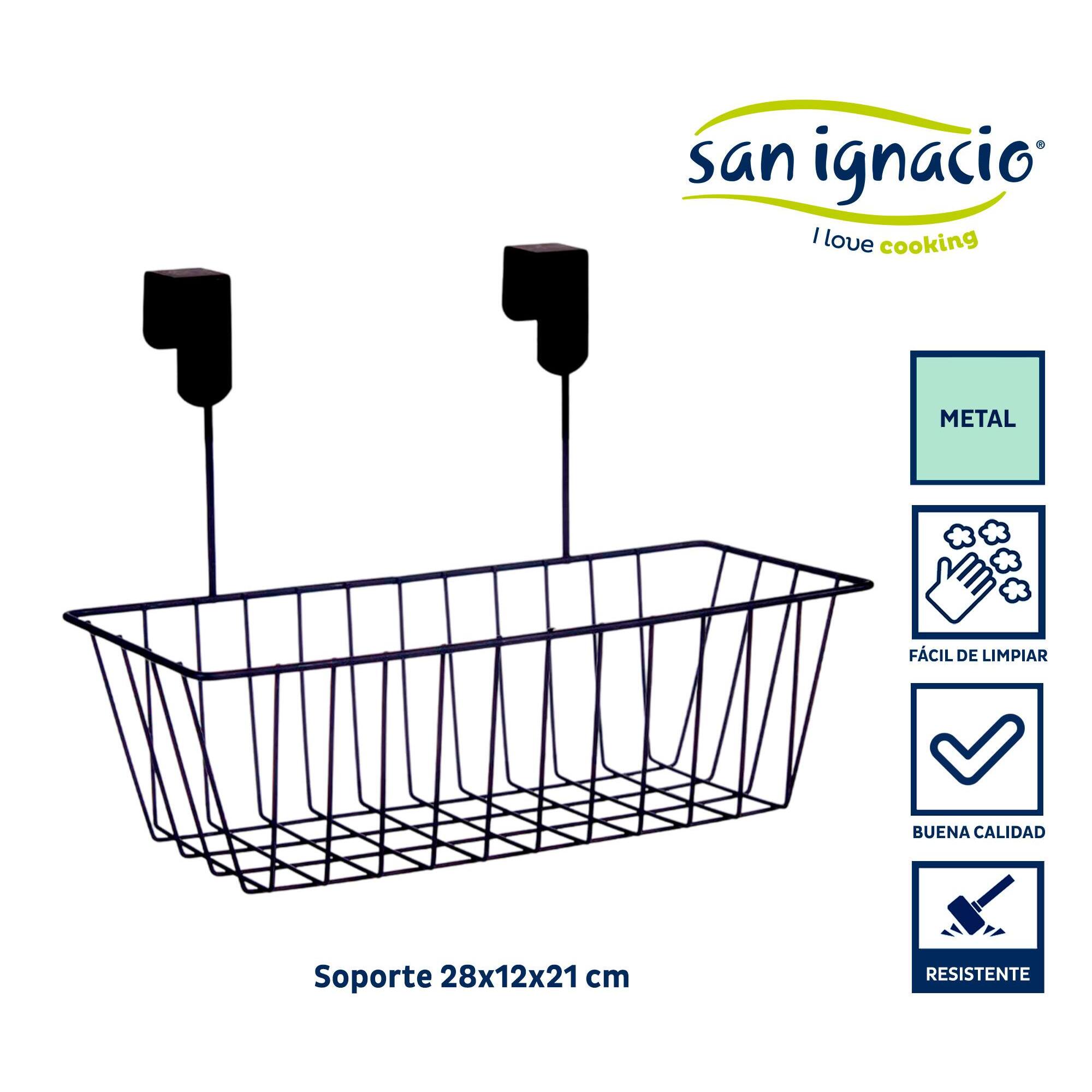 Soporte negro metal percha cesta colección kinvara