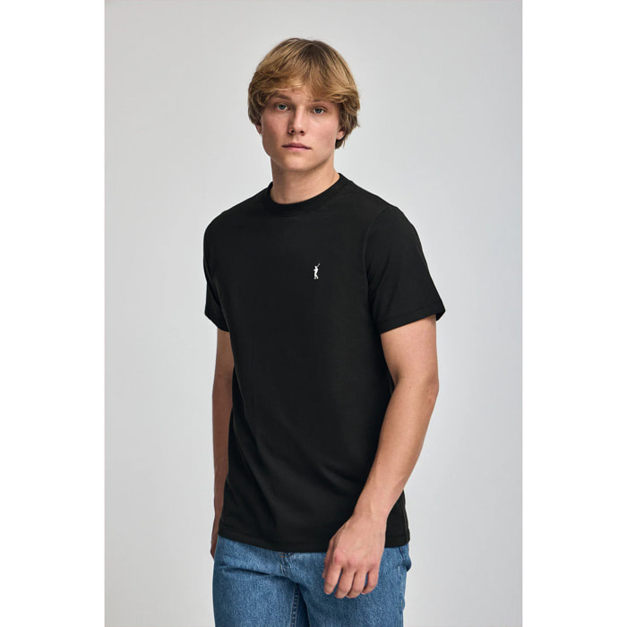 Camiseta negra con cuello redondo y bordado Rigby Go